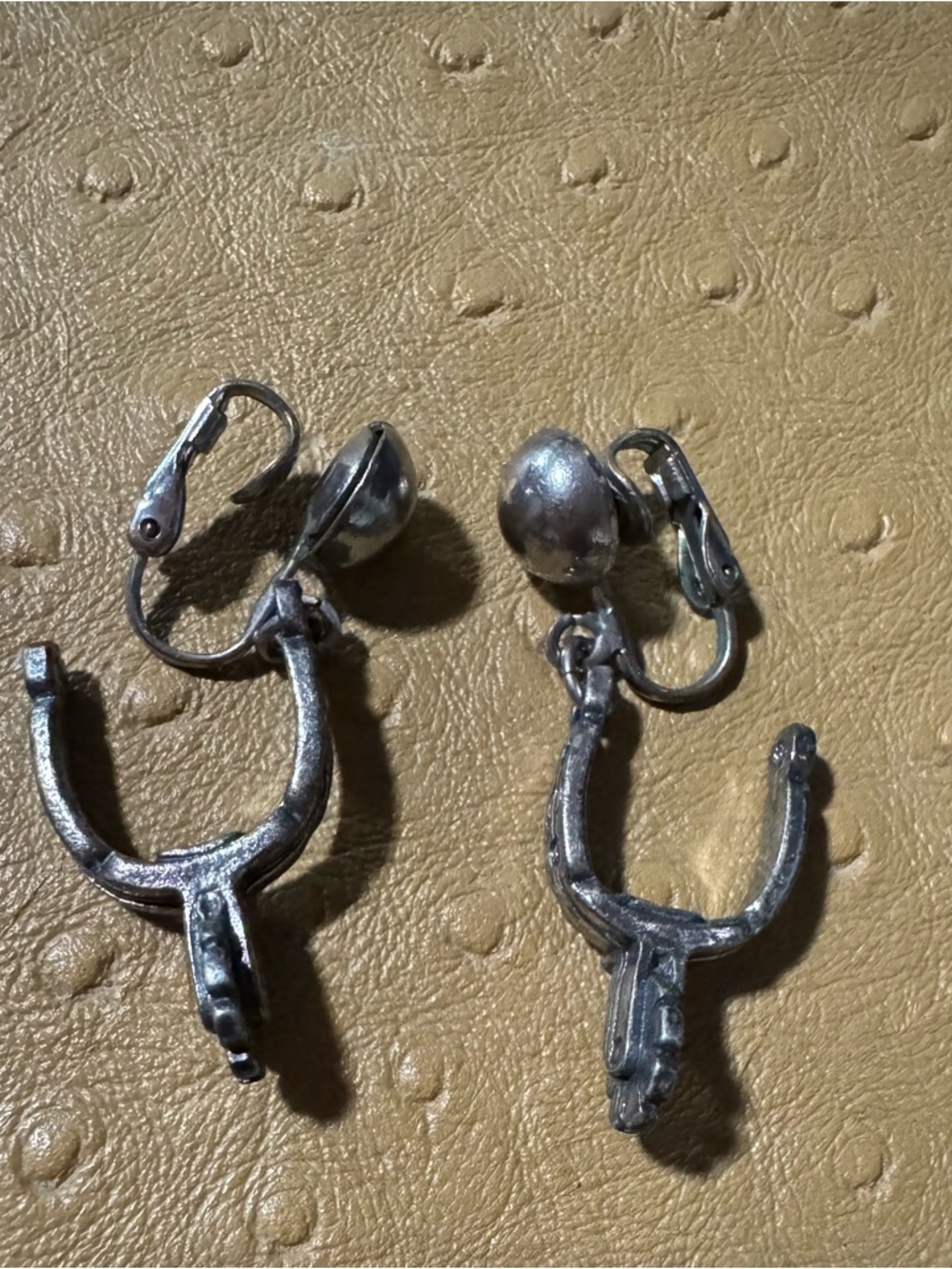 Vintage Silver-Tone Horse spur Clip-On Earrings - Silver